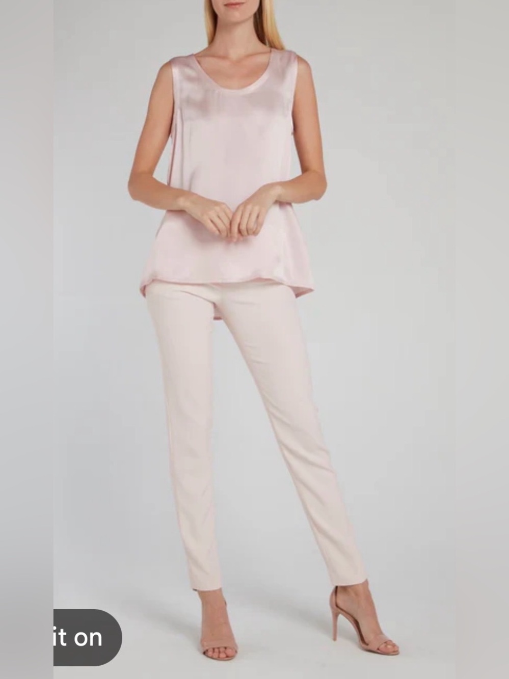 Soft Pink Satin-Trim Sleeveless Camisole